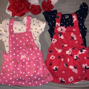 2 Dress sets with hair band and matching socks